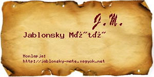 Jablonsky Máté névjegykártya